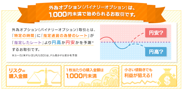 1,000円未満から取引可能、ペイアウト金額は1,000円