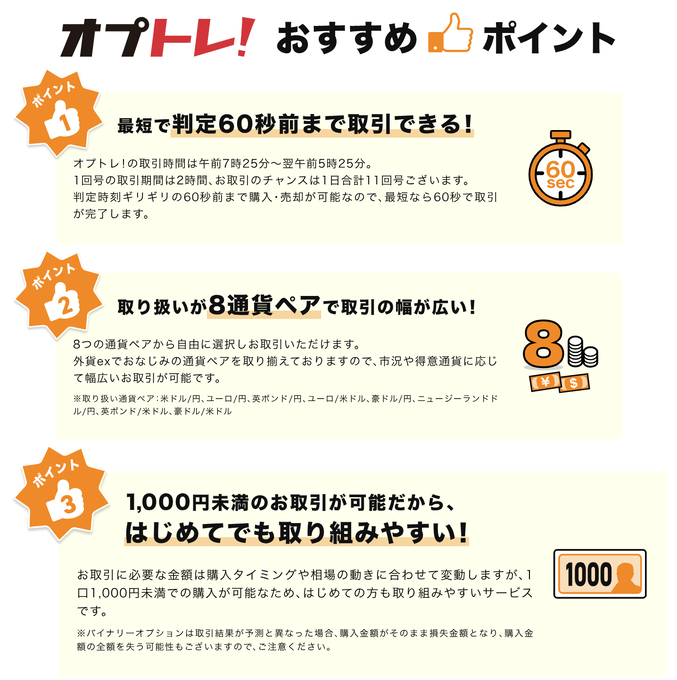 最短、判定60秒前まで取引可能