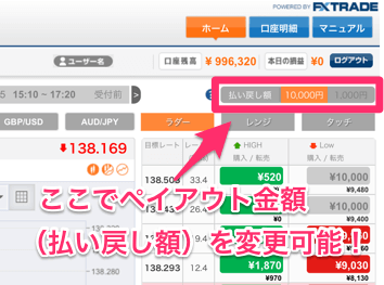 ペイアウト金額は1,000円と1万円の2種類！