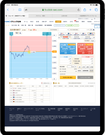 iPadでGMOクリック証券「外為オプション」