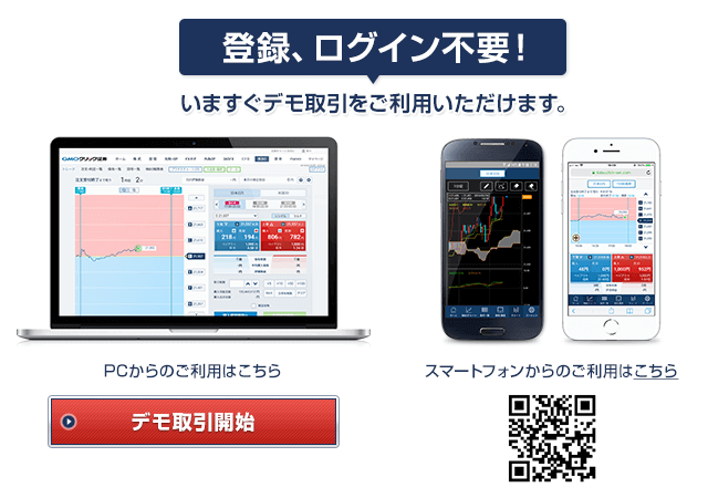 デモ取引はPCにもスマホにも対応