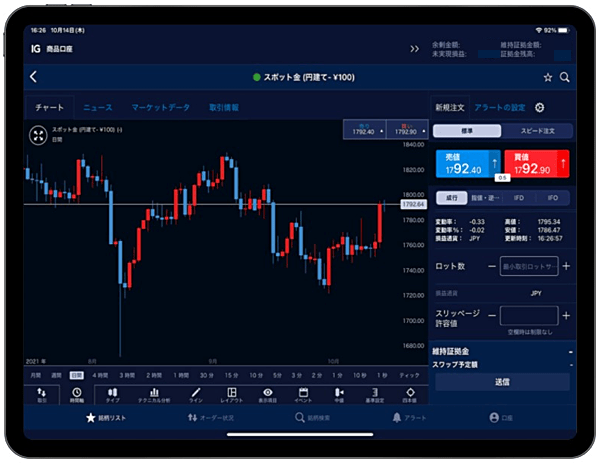 IG証券のiPad・タブレット対応アプリ