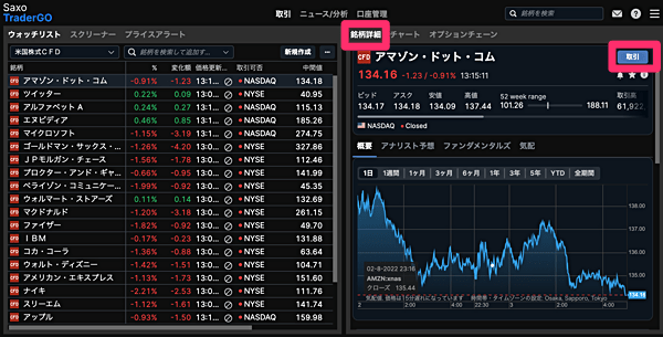 取引ツール内で取引条件を確認する方法