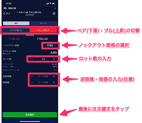 スマホアプリでの取引のやり方