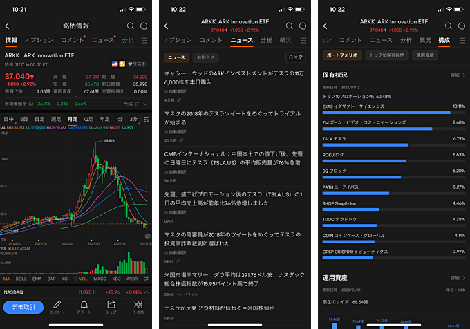 ARK ETFの情報を見るなら「moomooアプリ」！