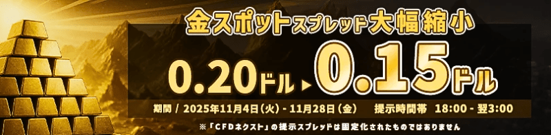 【外為どっとコム】金スプレッド大幅縮小!