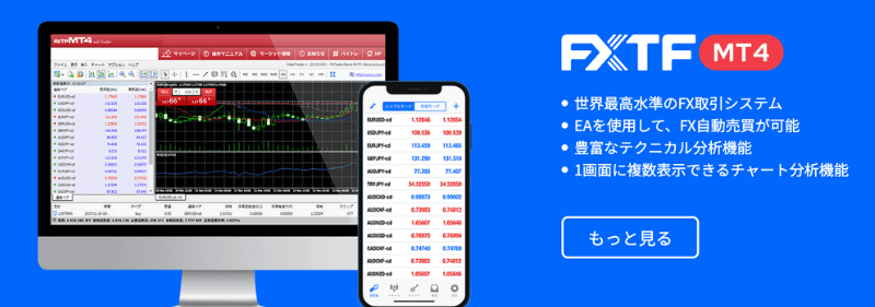 「FXTF MT4」はゴールド取引不可（※分析は可能）