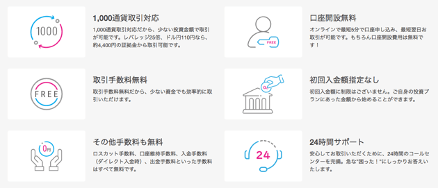 1000通貨取引に対応！少額から取引できるので初心者も安心！