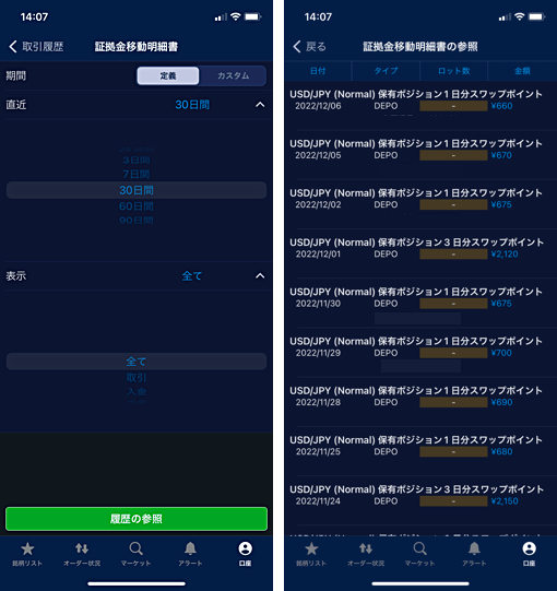 IG証券のスワップポイント受渡日