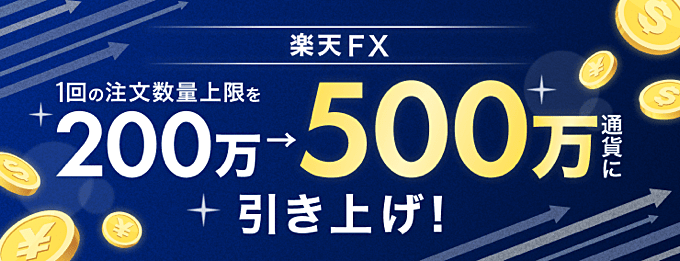 「楽天FX」の注文数量上限が大幅拡張