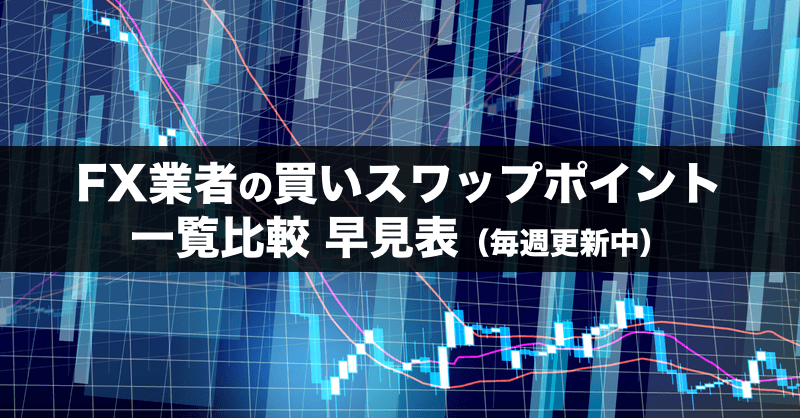 FX業者のスワップポイント一覧比較/早見表