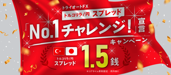 トルコリラ円のスプレッドを期間限定で大幅縮小中!