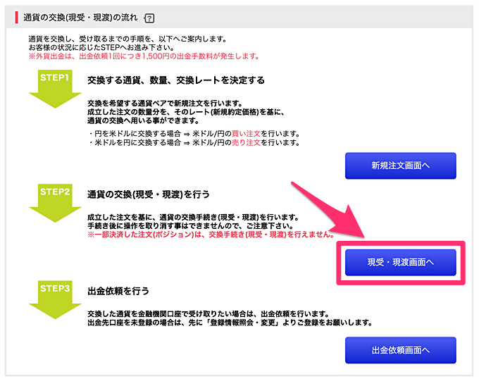 GMO外貨「現受け」のやり方・手順