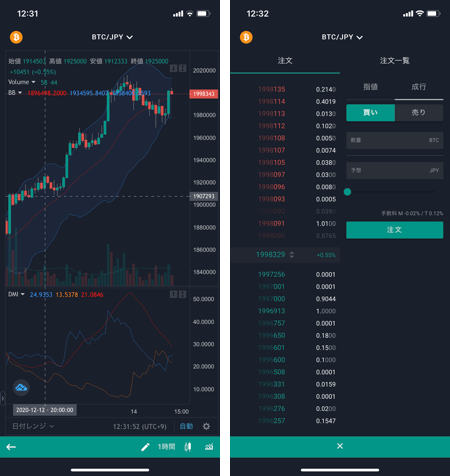 ビットバンクのスマホアプリ