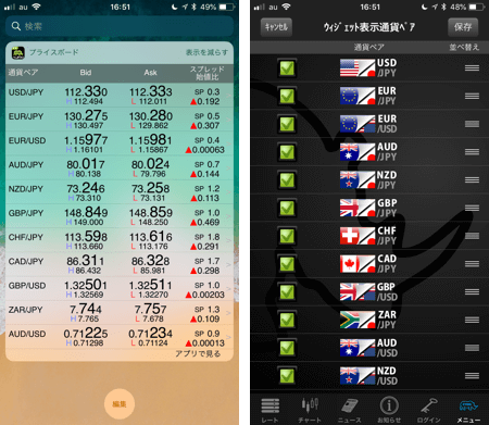 ウィジェット機能が使えるiphone用スマホfxアプリ Fxナビ