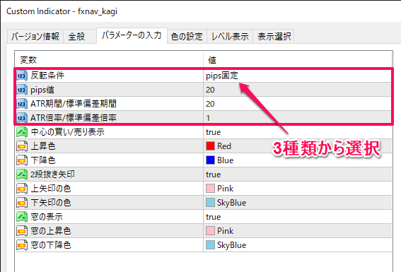 カギ足　パラメーター