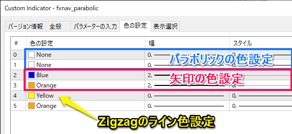 パラメーター 色の設定