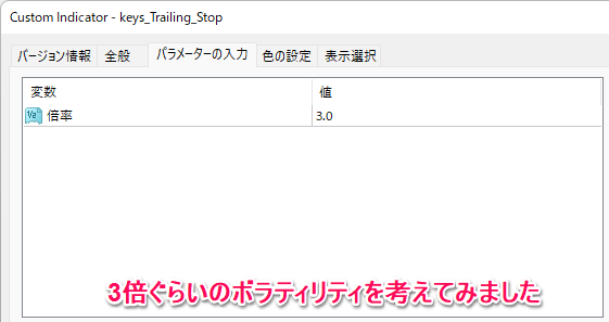 平均足からトレーリングストップのパラメーター解説