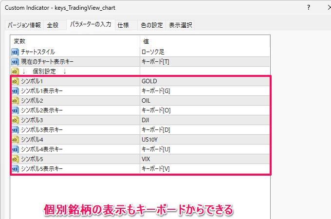 パラメーター設定で色を決める