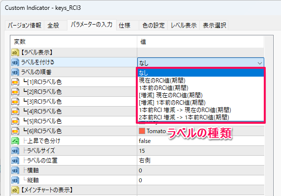 RCIのラベル設定