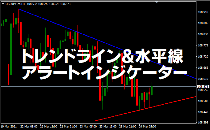 トレンドラインと水平線にタッチしてアラートするMT4/MT5インジケーター