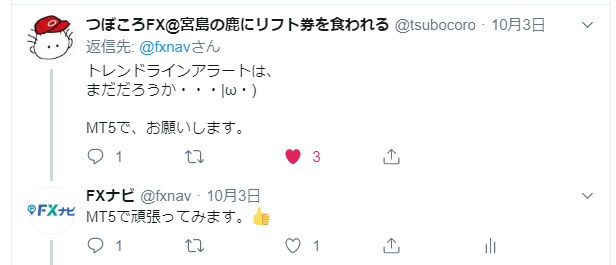 つぼころFXさんのツイッター投稿で実現