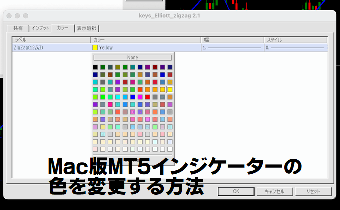 Mac版MT5インジケーターの色を変える方法
