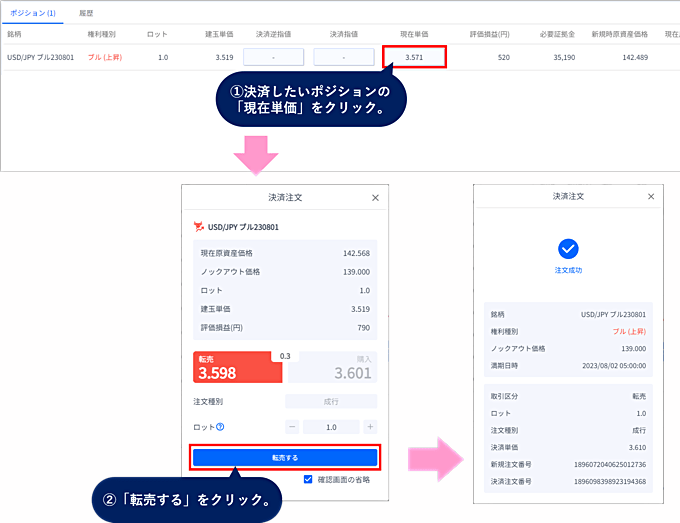 FXTF「ノックアウトオプション」取引手順