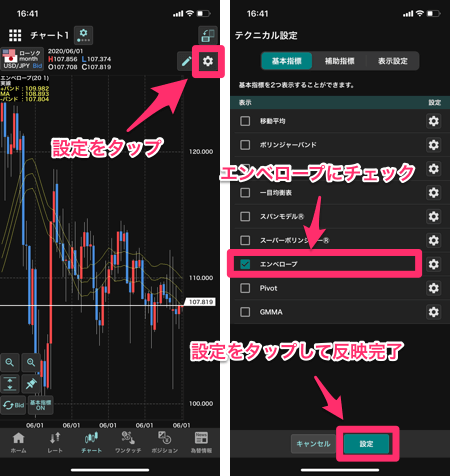 GMO外貨アプリのエンベロープ設定方法