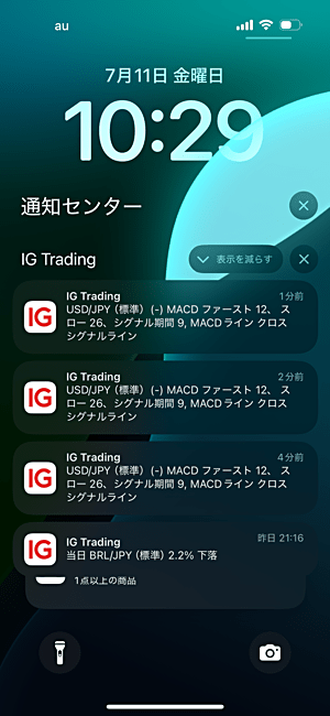 IG証券はMACD含む11種類の指標アラートに対応