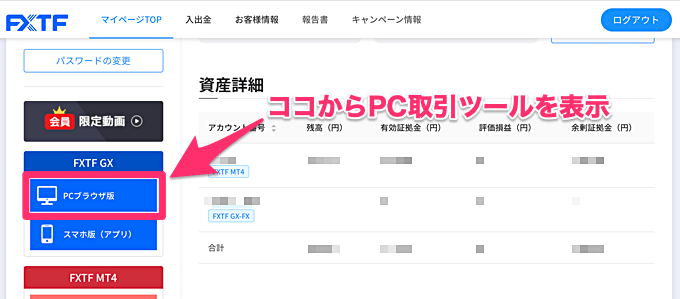 【PC版】FXTF GXのログイン方法・使い方