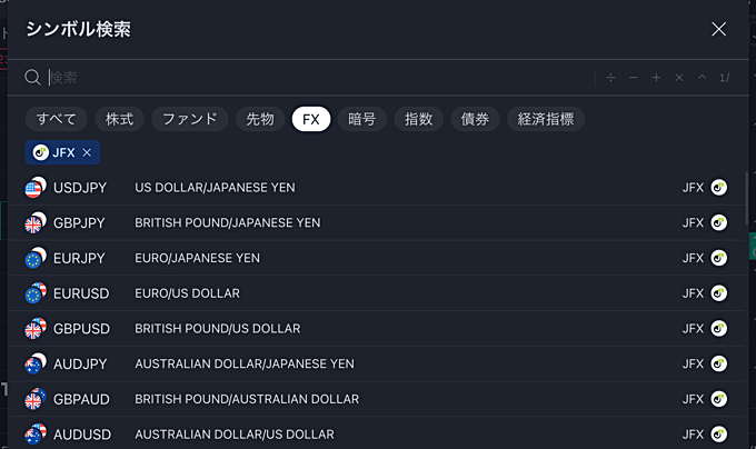 【JFX】TradingViewでのレート配信を開始！