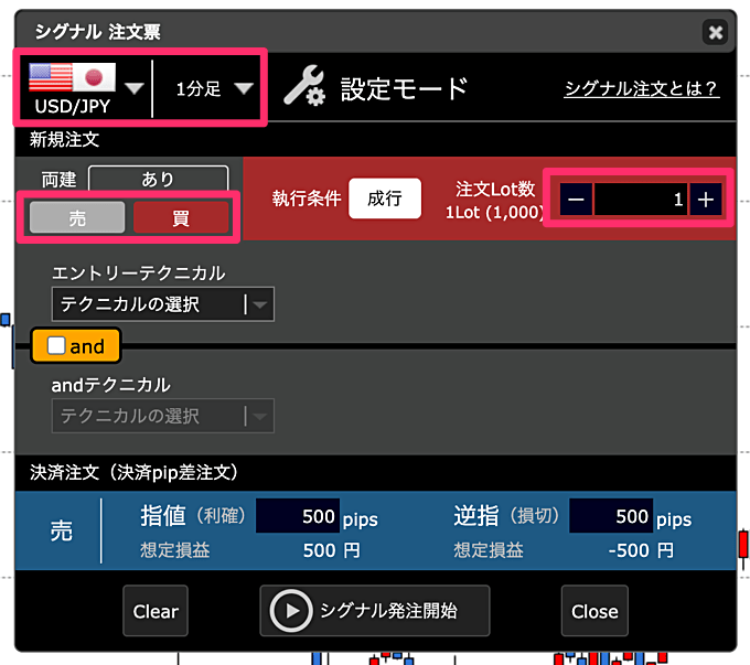 ヒロセ通商「シグナル注文」の使い方