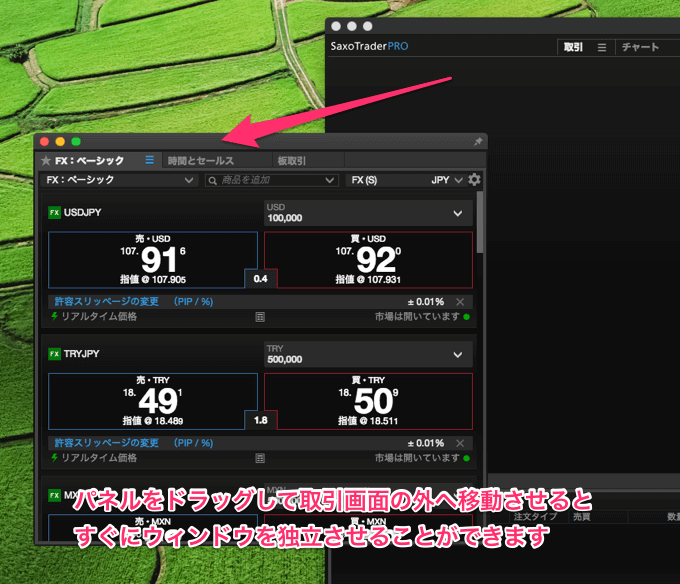 各パネルの独立ウィンドウ化が簡単