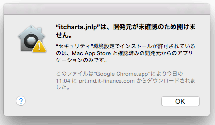 itcharts.jnlpは、開発元が未確認のため開けません