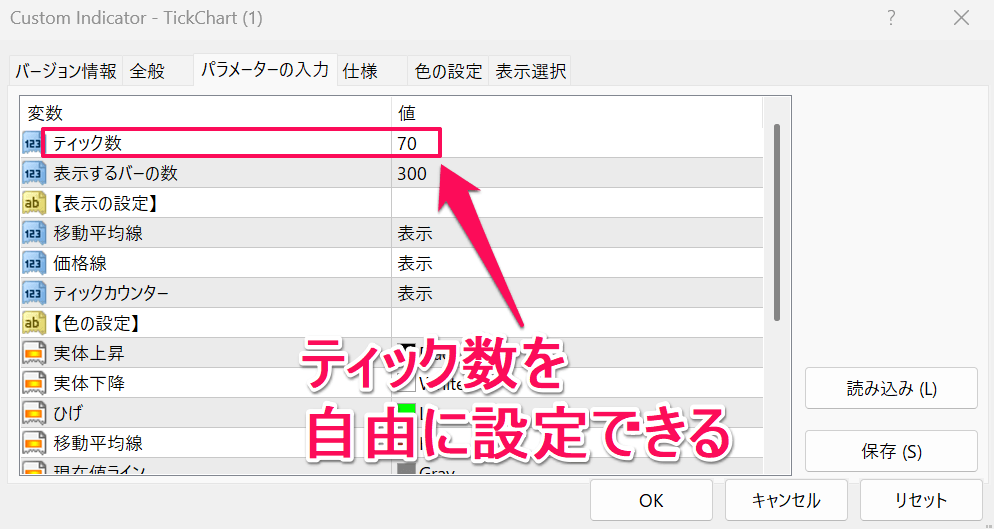 MT4パラメータ設定