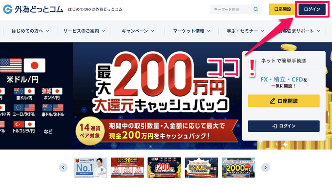 外為どっとコムのトレーディングビューの表示方法