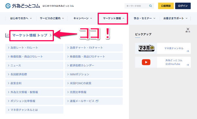 外為どっとコムのトレーディングビューの表示方法