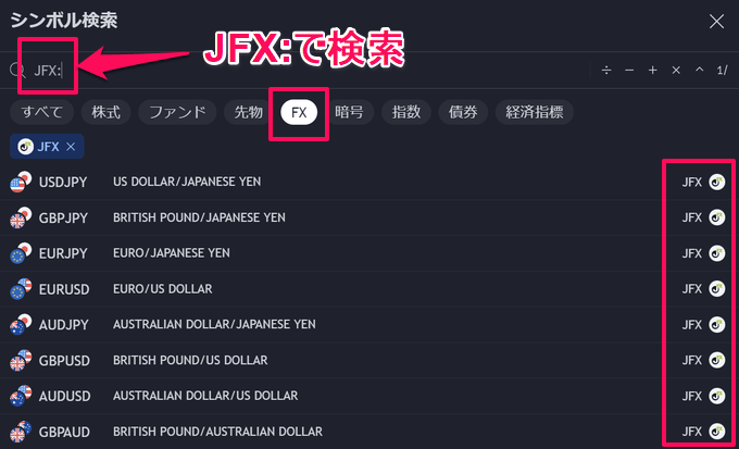 【JFX】TradingViewでのレート配信を開始！