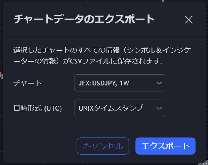 チャートデータのエクスポート