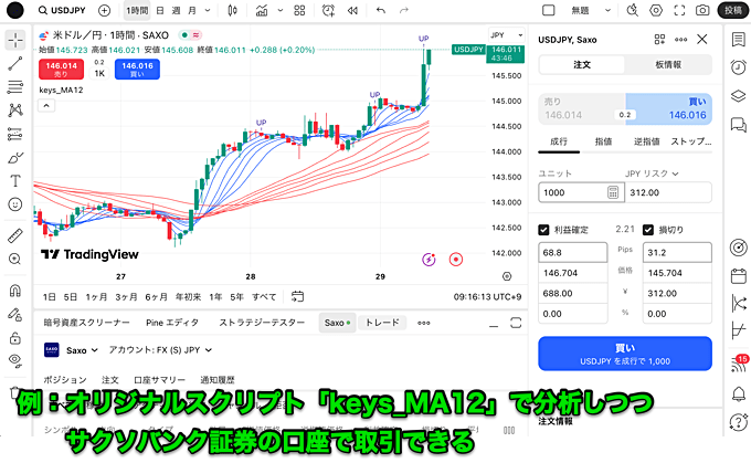 口座連携を使えばTradingView上での取引が可能