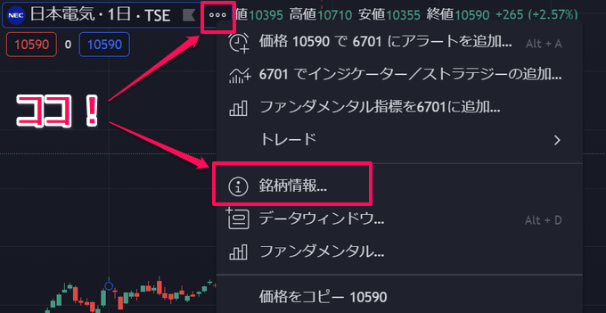 トレーディングビューで決算日を表示する方法