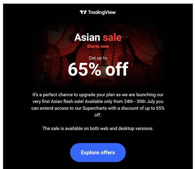 期間限定！TradingViewのアジアフラッシュセール開催中！