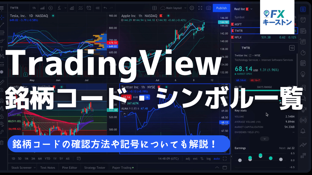 TradingViewのティッカーシンボル、ティッカー、シンボル一覧表