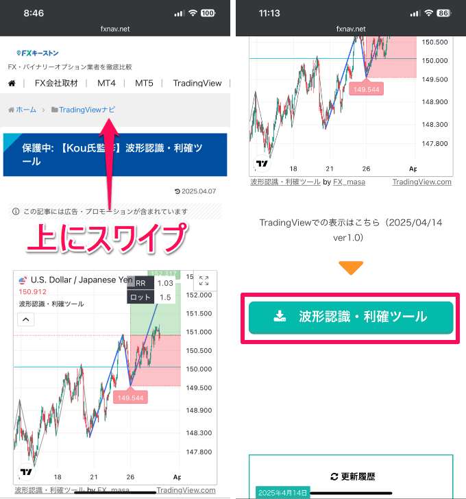 スマホでのインジケーターの追加方法