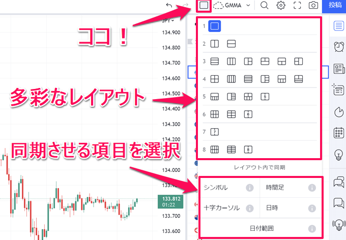 レイアウトの変更とリサイズ