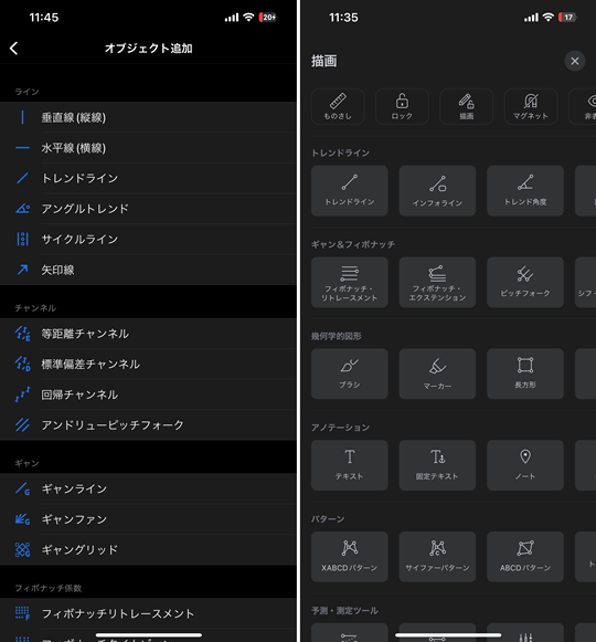 TradingViewとMT4のUI比較