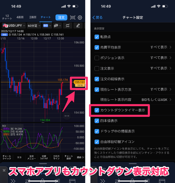 「ヒロセ通商」「JFX」でもカウントダウン利用可能