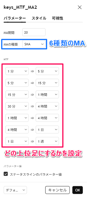 パラメーター設定