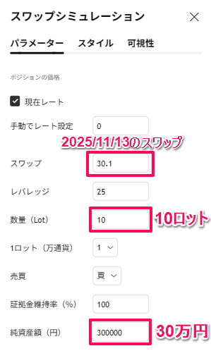 みんなのFXでパラメーター設定